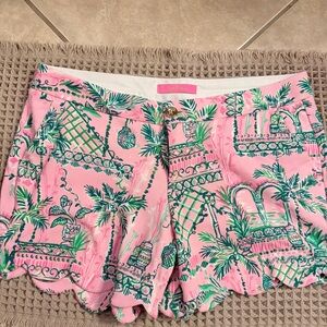 Never Worn~ Lilly Pulitzer Pink and Green Callahan Stretch Shorts, Size 10
